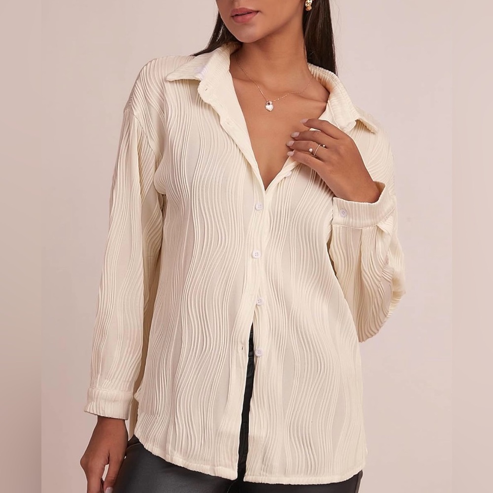 Elegant Cream Button-Up Blouse